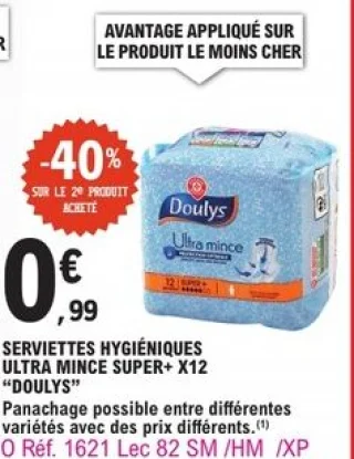 Serviettes hygiéniques Ultra mince Super+ X12 Doulys