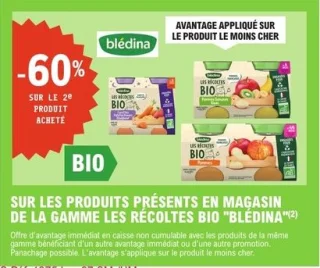Produits de la gamme Les Récoltes Bio Blédina