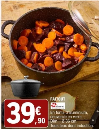 Faitout en fonte d'aluminium avec couvercle en verre Pradel Excellence
