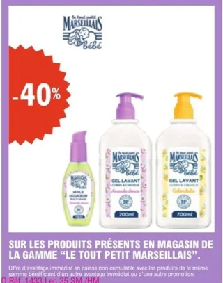 Sur les produits présents en magasin de la gamme Le Tout Petit Marseillais