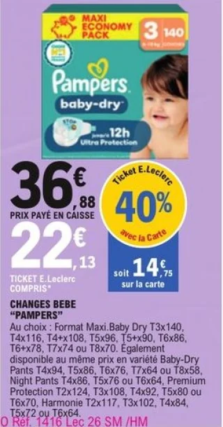 Couches bébé Pampers Baby-Dry