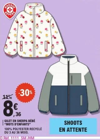 GILET EN SHERPA BÉBÉ "MOTS D'ENFANTS"