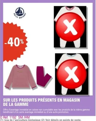 Produits présents en magasin de la gamme Petit Bateau
