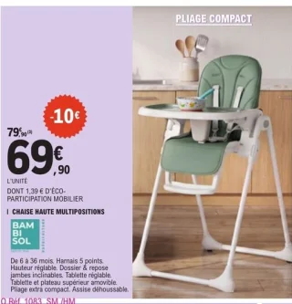 Chaise haute multipositions Bambisol