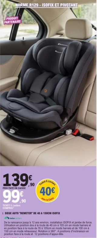 Siège auto Demeter de 40 à 150 cm Isofix Bebeconfort