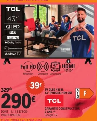 TV QLED TCL 43S5L 43" (POUCES) 109 CM