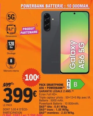 Pack Smartphone Samsung Galaxy A56 5G + Powerbank 10 000mAh