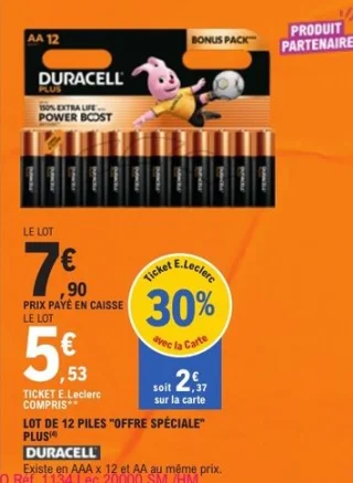 Lot de 12 piles "Offre Spéciale" Plus Duracell