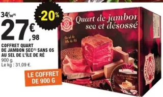 Coffret quart de jambon sec sans os au sel de l'île de Ré Salaison des Vallons