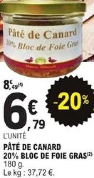 Pâté de canard 20% bloc de foie gras Maison Mitteault