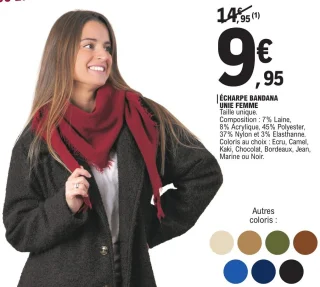 Écharpe bandana unie femme