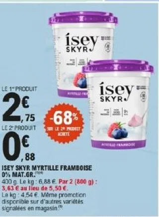 Skyr Myrtille Framboise 0% MAT.GR. Ísey Skyr