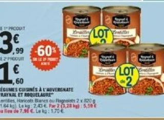 Légumes cuisinés à l'Auvergne Raynal et Roquelaure