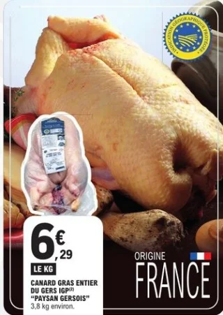 Canard gras entier du Gers IGP Paysan Gersois