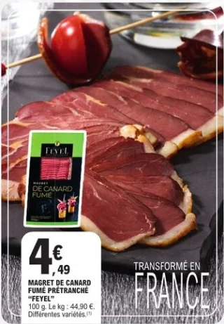 Magret de canard fumé prétranché Feyel