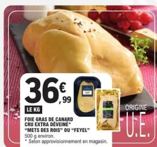 Foie gras de canard cru extra déveiné Mets des Rois ou Feyel