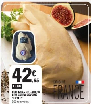 Foie gras de canard cru extra déveiné Feyel