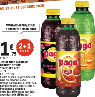 Jus orange sanguine carotte citron Page Red Ace Pago
