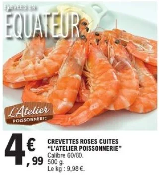 Crevettes roses cuites L'Atelier Poissonnerie