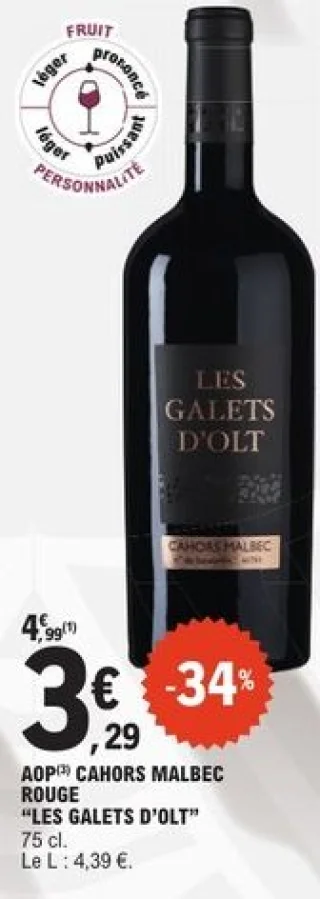 AOP Cahors Malbec Rouge "Les Galets d'Olt"