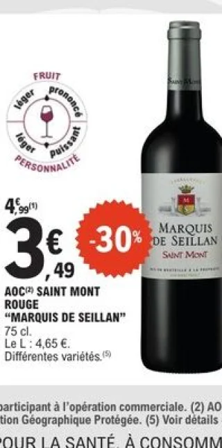 AOC Saint Mont rouge "Marquis de Seillan"