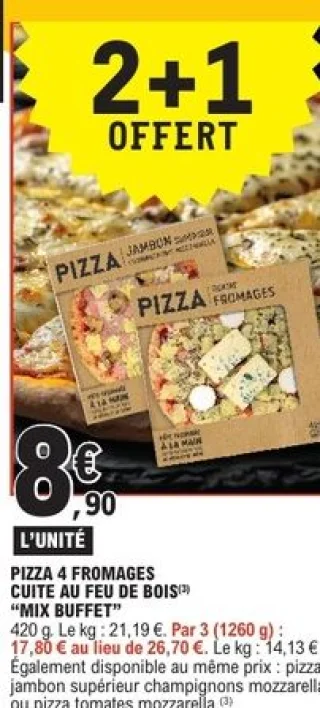 Pizza 4 fromages cuite au feu de bois "Mix Buffet"