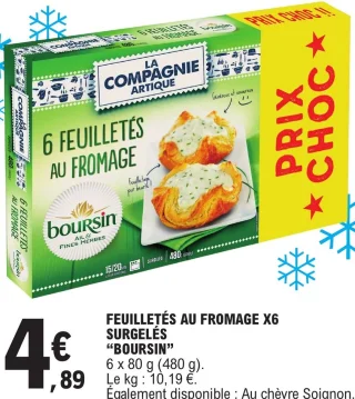 Feuilletés au fromage x6 surgelés Boursin La Compagnie Artique
