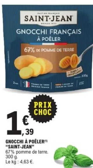 Gnocchi à poêler 67% de pomme de terre SAINT-JEAN