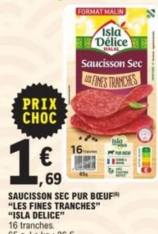 SAUCISSON SEC PUR BŒUF "LES FINES TRANCHES" "ISLA DELICE"