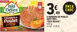 8 Burgers de Poulet Goût Rôti Isla Délice