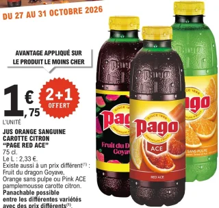 Jus orange sanguine carotte citron Pago Red Ace