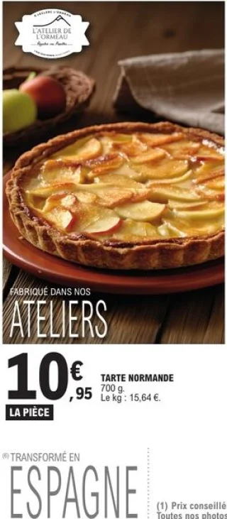Tarte Normande L'Atelier de L'Ormeau 700 g