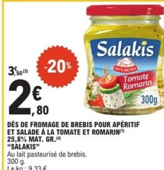 Dés de fromage de brebis pour apéritif et salade à la tomate et romarin "Salakis"