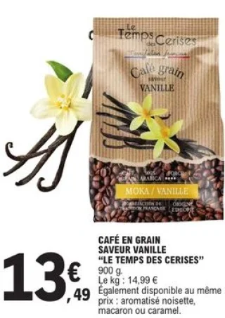 Café en grain saveur vanille "Le Temps des Cerises"
