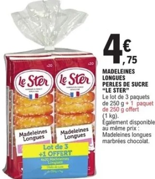 Madeleines longues perles de sucre "Le Ster"