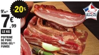 Poitrine de porc demi-sel fumée