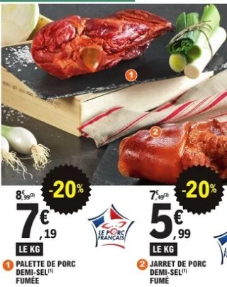 Palette de porc demi-sel fumée