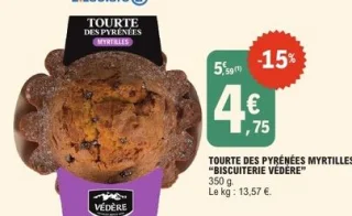 Tourte des Pyrénées myrtilles Biscuiterie Védère