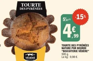 Tourte des Pyrénées nature pur beurre Biscuiterie Védère