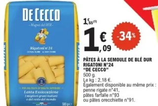 Pâtes à la semoule de blé dur Rigatoni n°24 De Cecco