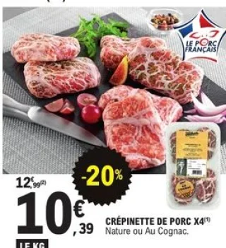 Crépinette de porc x4 Nature ou Au Cognac Maître Cochon