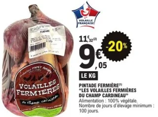 Pintade fermière Les Volailles Fermières du Champ Cardineau Papet