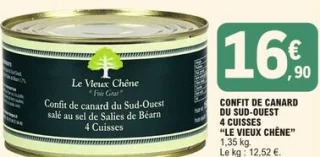 Confit de canard du Sud-Ouest 4 cuisses "Le Vieux Chêne"