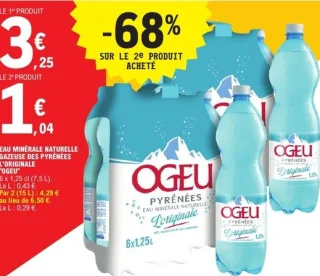 Eau minérale naturelle gazeuse des Pyrénées "Ogeu" L'Originale 6 x 1,25 cl (7,5 L)