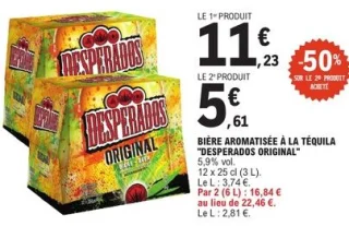 Bière aromatisée à la téquila "Desperados Original" 12 x 25 cl (3 L)