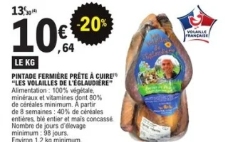 Pintade fermière prête à cuire "Les Volailles de l'Églaudière" Gatard Volailles