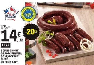 Boudins noirs de porc fermier de Vendée IGP élevé en plein air Maison Giffaud