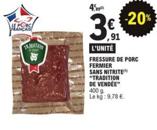 Fressure de porc fermier sans nitrite "Tradition de Vendée"