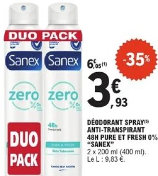 Déodorant Spray Anti-Transpirant 48h Pure & Fresh 0% Sanex