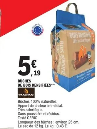 Bûches de bois densifiées Woodstock